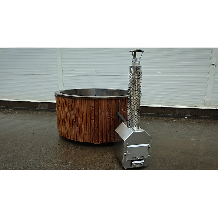 Rond 200 Externe Houtkachel, Honingbruin Thermohout, Koffie Marmer Acryl 7