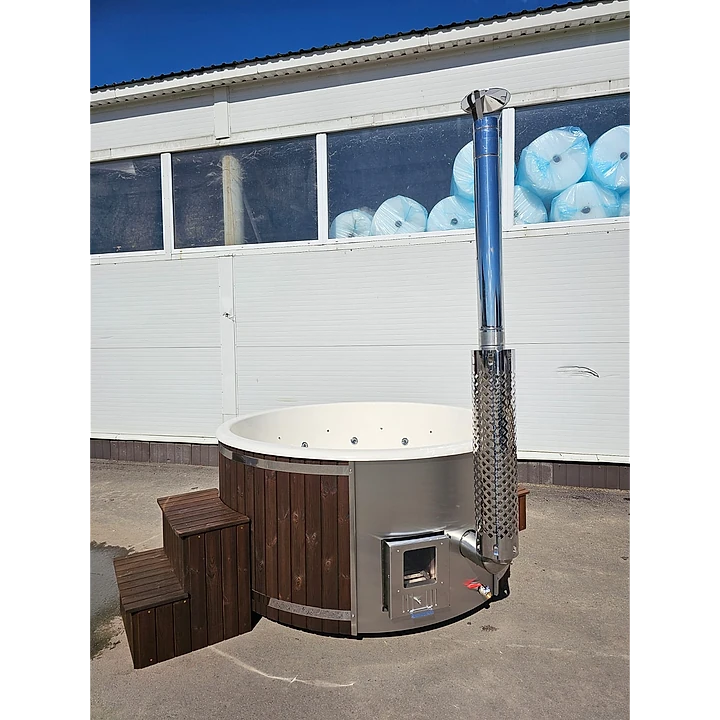 Rond 200 Houtgestookt, Roodbruin Vurenhout, Wit Glasvezel 2