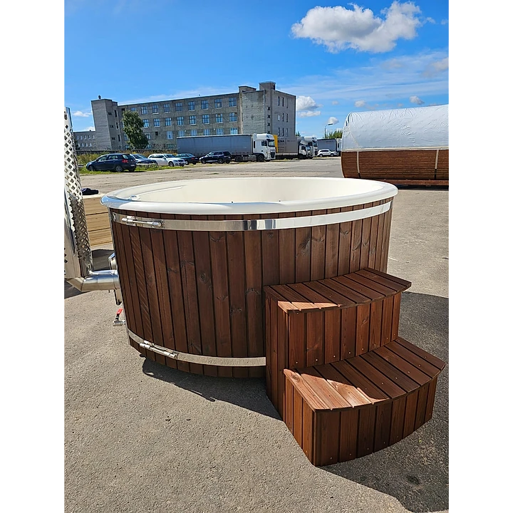Rond 200 Houtgestookt, Roodbruin Vurenhout, Wit Glasvezel 7