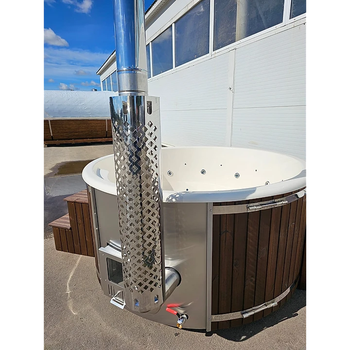 Rond 200 Houtgestookt, Roodbruin Vurenhout, Wit Glasvezel 8