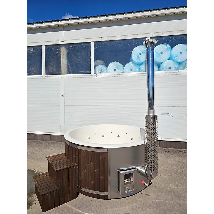 Rond 200 Houtgestookt, Roodbruin Vurenhout, Wit Glasvezel 1