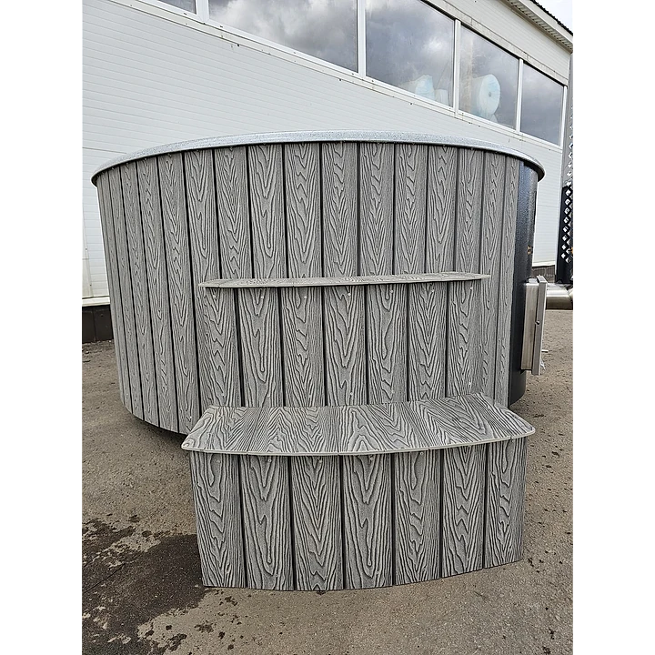 Rond 200 Houtgestookt, Grijs WPC, Grijs Graniet 4