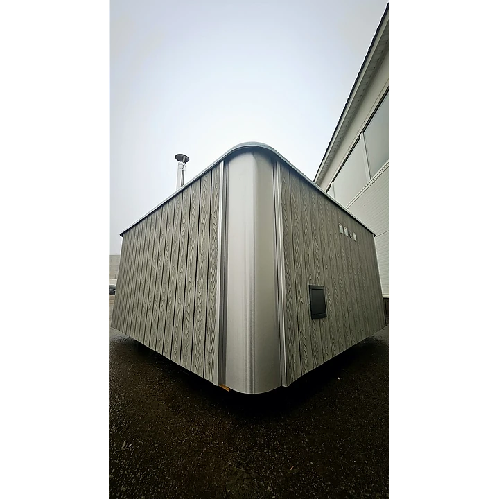 Vierkant 220 Houtgestookt, Grijs WPC met zilveren stalen hoeken, Grijs Graniet 2
