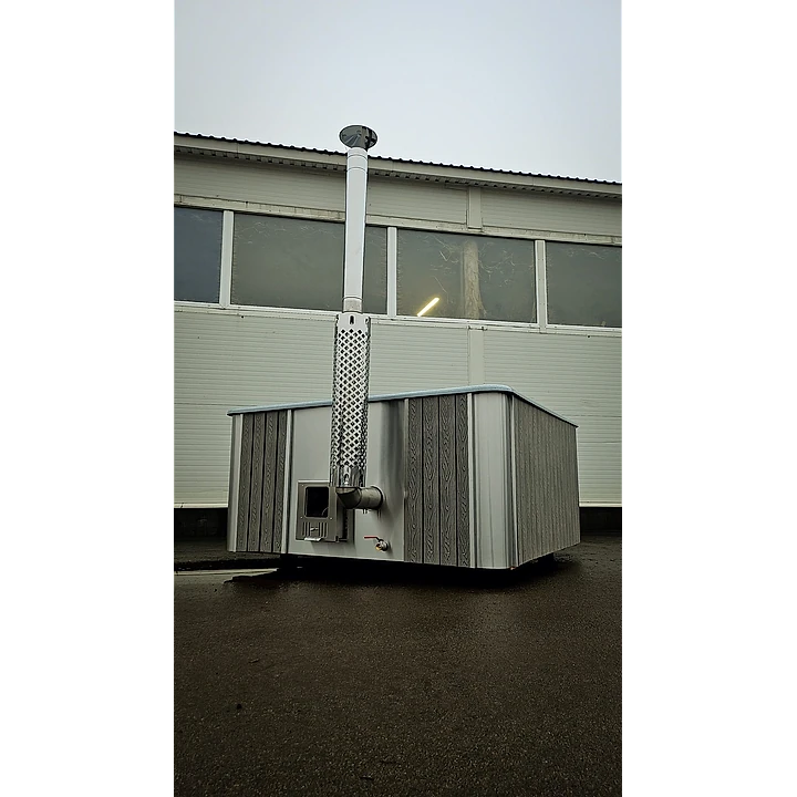 Vierkant 220 Houtgestookt, Grijs WPC met zilveren stalen hoeken, Grijs Graniet 7