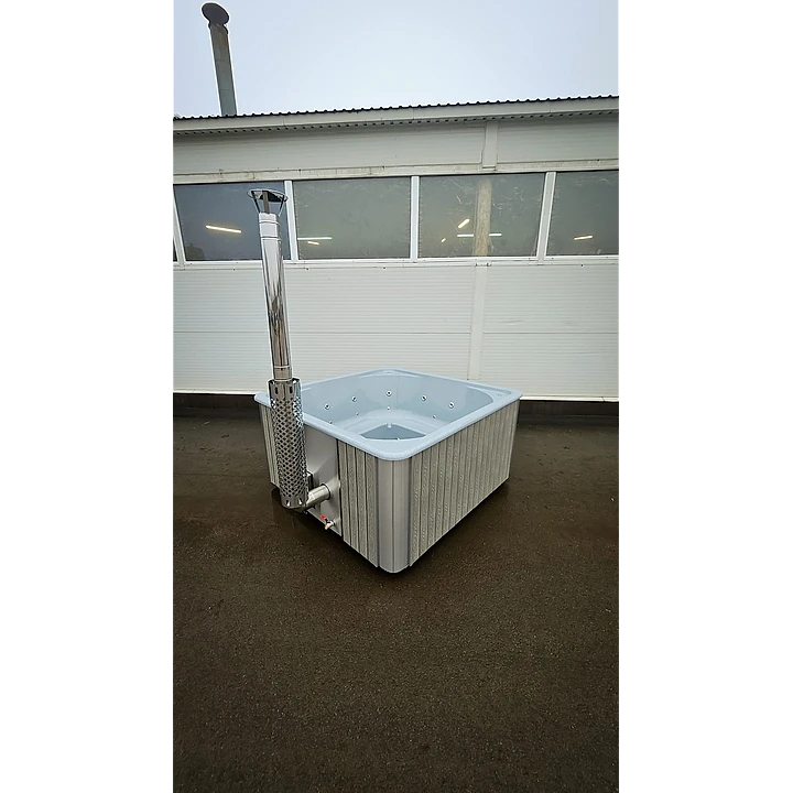 Vierkant 220 Houtgestookt, Grijs WPC met zilveren stalen hoeken, Grijs Graniet 8