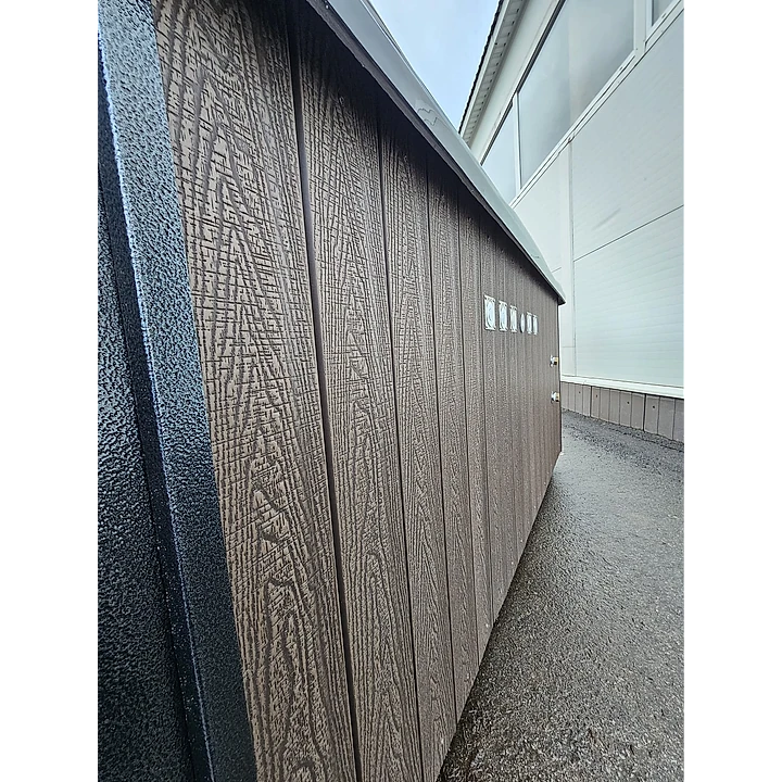 Vierkant 245 Houtgestookt, Bruin WPC met zilveren stalen hoeken, Zwart Marmer Acryl 6