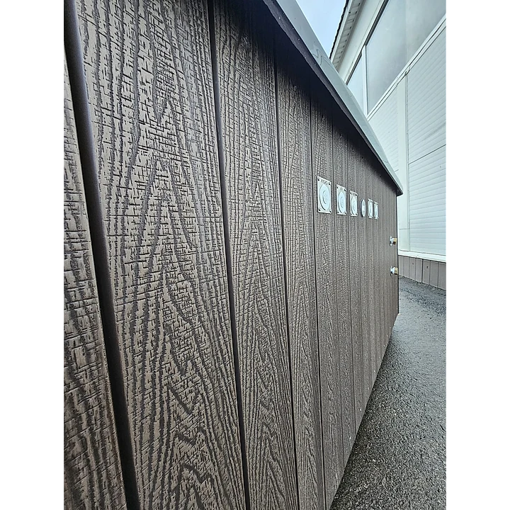 Vierkant 245 Houtgestookt, Bruin WPC met zilveren stalen hoeken, Zwart Marmer Acryl 7